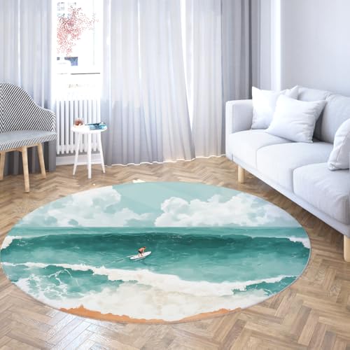 FEIPUHOME Art Nautisches Thema Runde Teppiche Ozean Surfen Meer Welle Landschaft Fußmatte für Küche Wohnzimmer Vordereingang Boden Dekor niedrig Flor rutschfest 200x200cm FEIPUHOME Art Nautisches Thema Runde Teppiche Ozean Surfen Meer Welle Landschaft Fußmatte für Küche Wohnzimmer Vordereingang Boden Dekor niedrig Flor rutschfest 200x200cm von FEIPUHOME Art