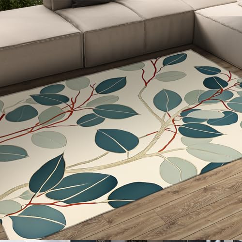 FEIPUHOME Art Nordic Boho Teppich Eukalyptus Blätter Low Flor Rutschfester Teppich für Wohnzimmer Sofa Konferenzraum Dekor Matte Maschinenwaschbar 180x280cm FEIPUHOME Art Nordic Boho Teppich Eukalyptus Blätter Low Flor Rutschfester Teppich für Wohnzimmer Sofa Konferenzraum Dekor Matte Maschinenwaschbar 180x280cm von FEIPUHOME Art