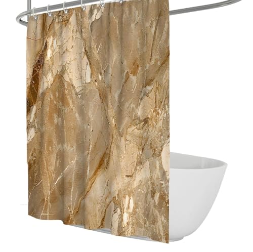FEIPUHOME Art Nordic Retro Badezimmer Vorhänge Marmor Textur Badevorhang Shabby Chic Hotel Qualität Waschbares Duschvorhang-Set mit Ringhaken W120xL200(cm) von FEIPUHOME Art