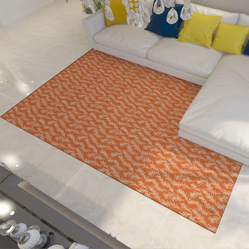 FEIPUHOME Art Orange Bereich Teppich Unkraut Drucke dekorative Eingangstür Matte Kräuter und Wildpflanzen Frühling Dekor Teppiche rutschfeste Teppich Fußmatten 180x240cm von FEIPUHOME Art