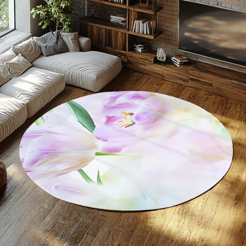 FEIPUHOME Art Pastellfarbene Tulpen verträumte rutschfeste runde Teppiche Boho bunter Blumenteppich groß waschbar rutschfest weich für Spielzimmer Kinderzimmer Wohnung Fußmatte 80x80cm FEIPUHOME Art Pastellfarbene Tulpen verträumte rutschfeste runde Teppiche Boho bunter Blumenteppich groß waschbar rutschfest weich für Spielzimmer Kinderzimmer Wohnung Fußmatte 80x80cm von FEIPUHOME Art