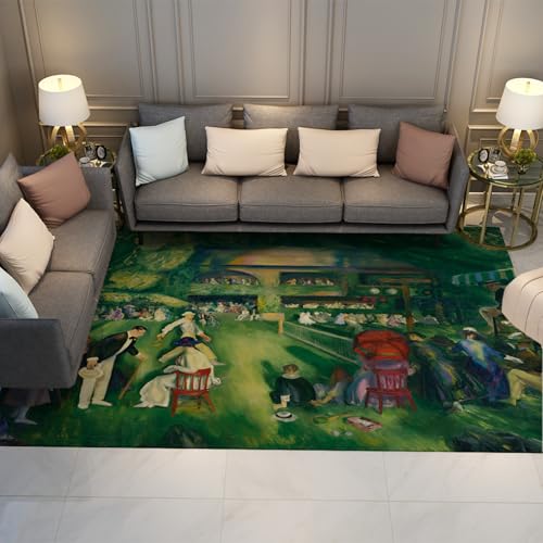 FEIPUHOME Art Realismus Grün Indoor Dekor Teppich für Lounge Tee Tisch Sofa Tennis bei Newport Berühmte Malerei Druck Fußmatten rutschfest 160x230cm von FEIPUHOME Art