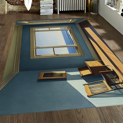 FEIPUHOME Art Realistischer Stil Teppiche Häuser am Meer Innen- / Außenbereich Wohnkultur Teppich für Eingangsbereich Bauernhaus Wohnzimmer niedrig Flor waschbar 90x150cm von FEIPUHOME Art