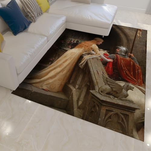 FEIPUHOME Art Renaissance Teppiche Prinzessin und Ritter Berühmter Gemälde Druck Teppich für Wohnzimmer Studio & Schlafzimmer mit Rutschfester Rückseite niedriger Flor 120x180cm FEIPUHOME Art Renaissance Teppiche Prinzessin und Ritter Berühmter Gemälde Druck Teppich für Wohnzimmer Studio & Schlafzimmer mit Rutschfester Rückseite niedriger Flor 120x180cm von FEIPUHOME Art