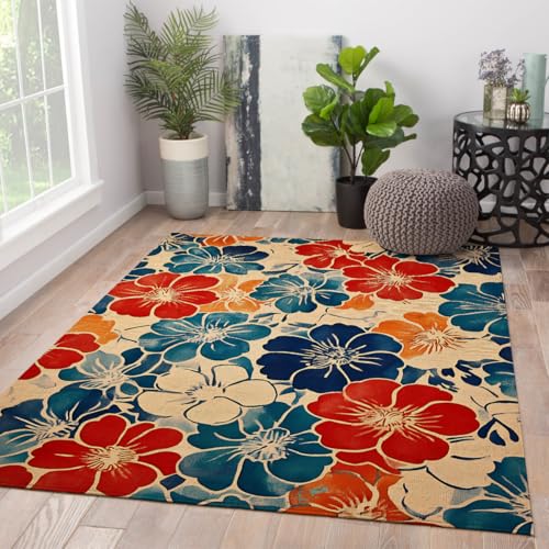 FEIPUHOME Art Retro Boho Teppiche Weich waschbar Rutschfester Aquarell Blumenteppich für Bauernhaus Schlafzimmer Wohnzimmer Wohnkultur niedriger Flor leicht zu bewegen 180x240cm FEIPUHOME Art Retro Boho Teppiche Weich waschbar Rutschfester Aquarell Blumenteppich für Bauernhaus Schlafzimmer Wohnzimmer Wohnkultur niedriger Flor leicht zu bewegen 180x240cm von FEIPUHOME Art
