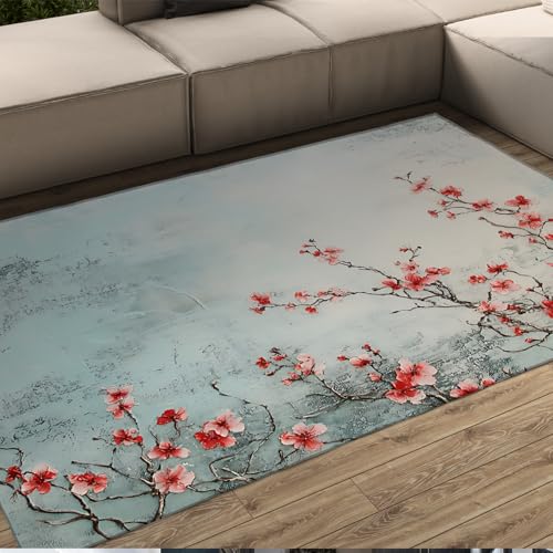 FEIPUHOME Art Retro Boho Waschbar Dünne Teppiche Rot Pflaume Blüte Winter Thema Weich Rutschfester Boden Teppich Wohnzimmer Schlafzimmer Schlafzimmer Eingangstür Haustür 120x180cm FEIPUHOME Art Retro Boho Waschbar Dünne Teppiche Rot Pflaume Blüte Winter Thema Weich Rutschfester Boden Teppich Wohnzimmer Schlafzimmer Schlafzimmer Eingangstür Haustür 120x180cm von FEIPUHOME Art