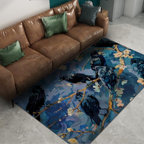 FEIPUHOME Art Retro Landhausstil Teppich Aprikose Blüten und Krähen Muster Drucke Teppiche für Bauernhaus Wohnzimmer Schlafzimmer rutschfest faltbar 180x280cm FEIPUHOME Art Retro Landhausstil Teppich Aprikose Blüten und Krähen Muster Drucke Teppiche für Bauernhaus Wohnzimmer Schlafzimmer rutschfest faltbar 180x280cm von FEIPUHOME Art