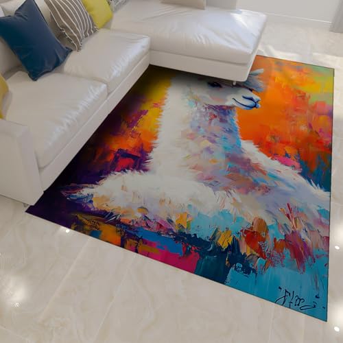 FEIPUHOME Art Retro Niedlicher Alpaka-Muster-Teppich Bunte Lama-Drucke Waschbare rutschfeste Teppiche für Wohnzimmer Schlafzimmer Esstisch Bodenakzent 180x280cm FEIPUHOME Art Retro Niedlicher Alpaka-Muster-Teppich Bunte Lama-Drucke Waschbare rutschfeste Teppiche für Wohnzimmer Schlafzimmer Esstisch Bodenakzent 180x280cm von FEIPUHOME Art