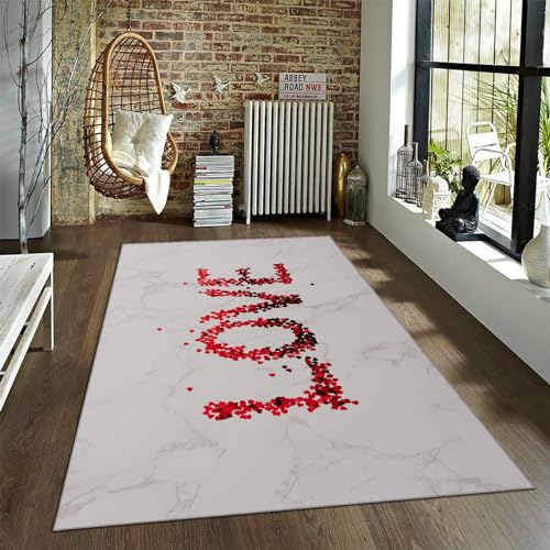 FEIPUHOME Art Romantischer Bereich Teppich Modernes nordisches Design Liebesdrucke Teppich rutschfeste Gummirücken Teppiche für Wohnzimmer Schlafzimmer Büro Dekor 60x120cm von FEIPUHOME Art