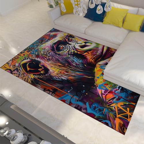 FEIPUHOME Art Schicker dekorativer Anti-Rutsch-Teppich klassisches kreatives Muster Graffiti-Teppich Wilde Tierdrucke Teppich für Nachttisch Kinderzimmer Dekor 120x240cm von FEIPUHOME Art