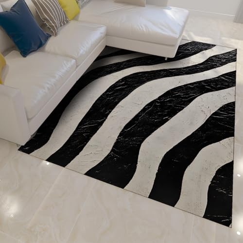 FEIPUHOME Art Schwarz und Weiß Teppich Abstrakte Zebra Streifen Boden Throw Teppiche Indoor rutschfest für Raum Sofa Wohnzimmer Schlafzimmer Home Decor 60x90cm FEIPUHOME Art Schwarz und Weiß Teppich Abstrakte Zebra Streifen Boden Throw Teppiche Indoor rutschfest für Raum Sofa Wohnzimmer Schlafzimmer Home Decor 60x90cm von FEIPUHOME Art