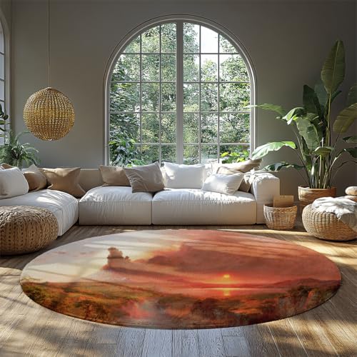 FEIPUHOME Art Sonnenaufgang Landschaft Runde Teppiche Niedriger Flor Dünn Cotopaxi Berühmte Malerei Druck Teppich für Wohnung Jugendzimmer Schlafzimmer Esszimmer Pflegeleicht 200x200cm FEIPUHOME Art Sonnenaufgang Landschaft Runde Teppiche Niedriger Flor Dünn Cotopaxi Berühmte Malerei Druck Teppich für Wohnung Jugendzimmer Schlafzimmer Esszimmer Pflegeleicht 200x200cm von FEIPUHOME Art
