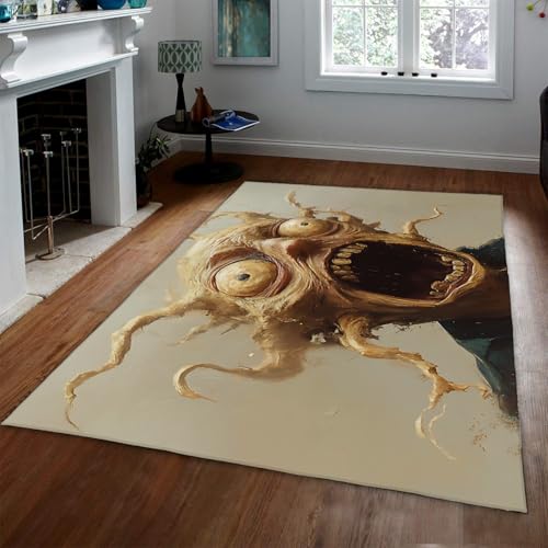 FEIPUHOME Art Surrealer Grotesker Stil Teppich Horror Scream Monster Bedruckt Großer Teppich für Indoor Wohnzimmer Studio Schlafzimmer Nachttisch Niedriger Flor 90x150cm von FEIPUHOME Art