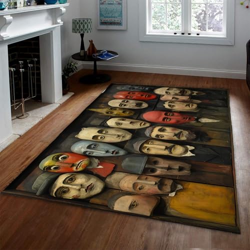 FEIPUHOME Art Surrealer Stil Abstrakt Seltsam Mann Muster Groß Waschbar Niedrigflor Wohnzimmer Küche Unter Spüle Fußmatte Halloween Dekoration rutschfest 90x120cm von FEIPUHOME Art