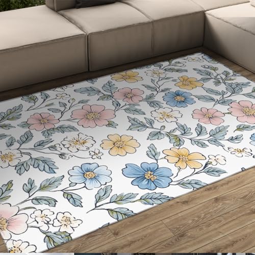 FEIPUHOME Art Teppiche im Landhausstil Boho Blumen waschbar weicher Rutschfester Teppich für Wohnzimmer Schlafzimmer Arbeitszimmer Essbereich Wohnkultur Gemütlicher niedriger Flor 120x180cm FEIPUHOME Art Teppiche im Landhausstil Boho Blumen waschbar weicher Rutschfester Teppich für Wohnzimmer Schlafzimmer Arbeitszimmer Essbereich Wohnkultur Gemütlicher niedriger Flor 120x180cm von FEIPUHOME Art