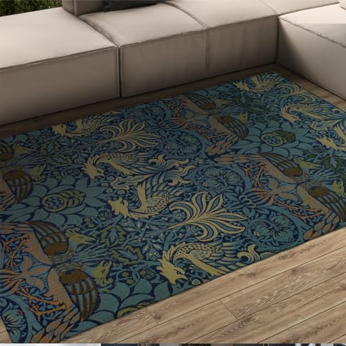 FEIPUHOME Art Traditioneller orientalischer Teppich Shabby Chic Blumen- und Vogelmuster Teppich Indoor Bauernhaus Büro Boden Teppich waschbar 80x150cm von FEIPUHOME Art