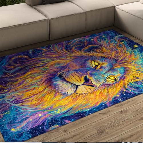 FEIPUHOME Art Traumhafter bunter Löwe Design Teppich Weich waschbar rutschfeste Akzentteppiche für Wohnzimmer Jugendzimmer Schlafzimmer Lounge unter Tisch niedriger Flor 120x180cm FEIPUHOME Art Traumhafter bunter Löwe Design Teppich Weich waschbar rutschfeste Akzentteppiche für Wohnzimmer Jugendzimmer Schlafzimmer Lounge unter Tisch niedriger Flor 120x180cm von FEIPUHOME Art