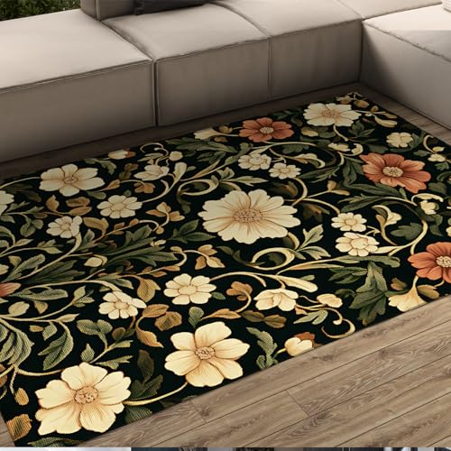 FEIPUHOME Art Vintage Dekorative Kunst Teppiche Blüten Grüne Verwickelte Weinreben Boden Teppich Bauernhaus Innenküche Waschbar rutschfeste Gummirückseite 120x150cm FEIPUHOME Art Vintage Dekorative Kunst Teppiche Blüten Grüne Verwickelte Weinreben Boden Teppich Bauernhaus Innenküche Waschbar rutschfeste Gummirückseite 120x150cm von FEIPUHOME Art