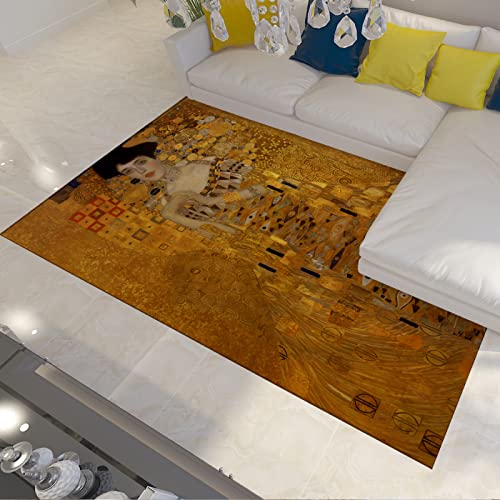 FEIPUHOME Art Vintage Luxus Goldene Teppiche Rutschfester Teppich Eingang Haustür Küche Schlafzimmermatten Gustav Klimt Stil Eingangsfußmatte 90x180cm von FEIPUHOME Art