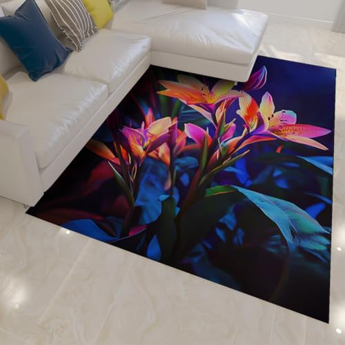 FEIPUHOME Art Waschbare weiche niedrigflorige Teppiche für Wohnzimmer Schlafzimmer Gemütliche rutschfeste verträumte Bunte Blumen Boden Teppich Innendekoration unter Tisch 120x150cm FEIPUHOME Art Waschbare weiche niedrigflorige Teppiche für Wohnzimmer Schlafzimmer Gemütliche rutschfeste verträumte Bunte Blumen Boden Teppich Innendekoration unter Tisch 120x150cm von FEIPUHOME Art