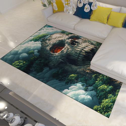 FEIPUHOME Art Wunderbarer Fantasy Teppich Dschungel Horror Schloss Wurf Teppich Waschbar rutschfeste Eingangstür Fußmatte für Bauernhaus Wohnzimmer Küche Grün 180x240cm von FEIPUHOME Art