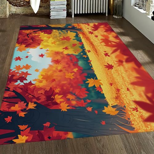 FEIPUHOME Art rustikale herbstlandschaft innen-/außenteppiche fallende blätter Baum waldteppich für stark frequentierte innenbereiche niedrigflorig maschinenwaschbar 120x150cm FEIPUHOME Art rustikale herbstlandschaft innen-/außenteppiche fallende blätter Baum waldteppich für stark frequentierte innenbereiche niedrigflorig maschinenwaschbar 120x150cm von FEIPUHOME Art