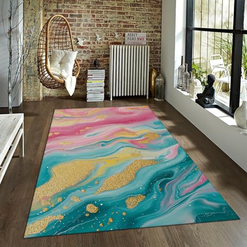 Moderner schicker Marmorteppich Regenbogen Liquid Flow Texture Weicher Teppich für Home Office Wohnzimmer Mädchen Schlafzimmer Küche Niedriger Flor 90x150cm Moderner schicker Marmorteppich Regenbogen Liquid Flow Texture Weicher Teppich für Home Office Wohnzimmer Mädchen Schlafzimmer Küche Niedriger Flor 90x150cm von FEIPUHOME Art