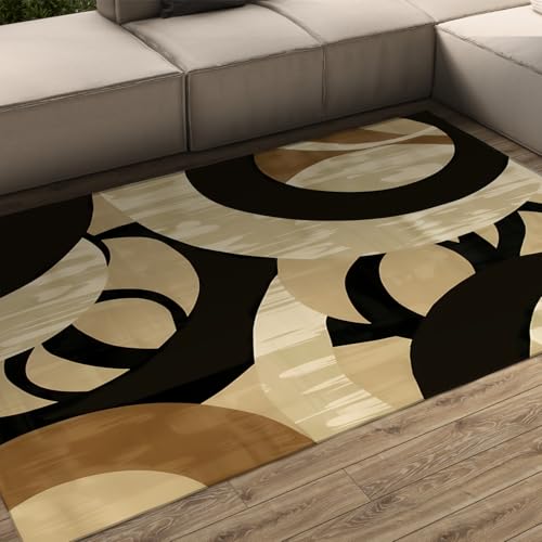 Nordic waschbarer weicher Teppich Retro Abstrakter geometrischer Rutschfester niedriger Flor für Wohnzimmer Schlafzimmer Büro unter Tisch Boden Teppiche waschbar 120x180cm von FEIPUHOME Art