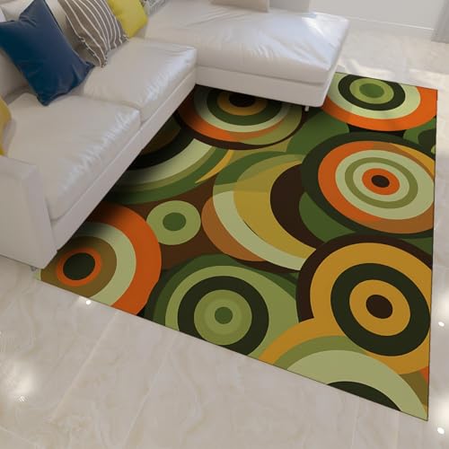 Waschbare weiche rutschfeste Bodenteppiche Moderne Retro Kreise Geometrie Teppich für Bauernhaus Schlafzimmer Esszimmer Wohnung Innendekoration 120x150cm Waschbare weiche rutschfeste Bodenteppiche Moderne Retro Kreise Geometrie Teppich für Bauernhaus Schlafzimmer Esszimmer Wohnung Innendekoration 120x150cm von FEIPUHOME Art