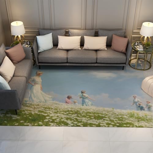 Wildblume Feld Teppich Sommer Berühmt Malerei Druck Wohnzimmer Nachttisch Teppich rutschfest Waschbar Für Mädchen Zimmer Wohnung Indoor 120x180cm von FEIPUHOME Art