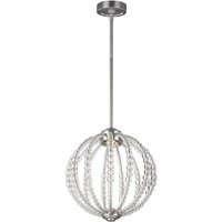 Feiss - fe-oberlin-p-s Hängeleuchte Oberlin 1xLED-Platine Nickel satiniert, Kristallglas H:50,8-158,8cm Ø:35,2cm 3000K höhenverstellbar von FEISS