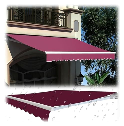 Klemmmarkise, Sonnenmarkise, Stoff-Sonnenschutz for den Außenbereich, Roll-Up-Oberstoff, wasserdichte Überdachung, einziehbare Markise(19.6X11.5FT) von FEITAOOZ