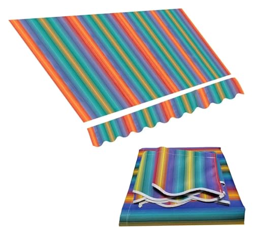 Markisentuch, Balkonmarkise, Polyester Streifen Baldachin Abdeckung Garten Im Freien Hof wasserdichte Sonnenschutz Shelter Leinwand(22.9x11.5ft) von FEITAOOZ