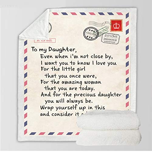 FEJK Brief Briefe an Meine Tochter Express Liebesdecke 3D-Druck Sherpa-Decke auf dem Bett Heimtextilien Traumhafte Geschenkdecke 150 * 200Cm von FEJK