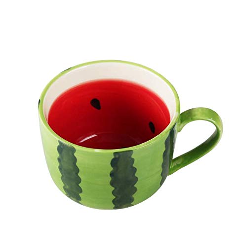 Keramikbecher Tasse Wassermelone Zitrone Cantaloupe Form Kaffeetasse Schönes Frühstück Getreide Milch Tasse 400ml von FEJK