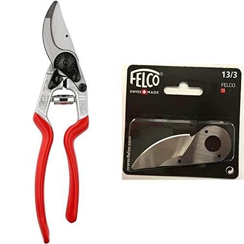 FELCO 13 Gartenschere (Schnitt-ø 30 mm, Baumschere für kleine + große Hände), 26 x 16 x 12 cm & 13/3 Ersatzklinge für die Felco 13 (Ersatzklinge für Gartenscheren und Bypass-Schneidmaschinen) von FELCO