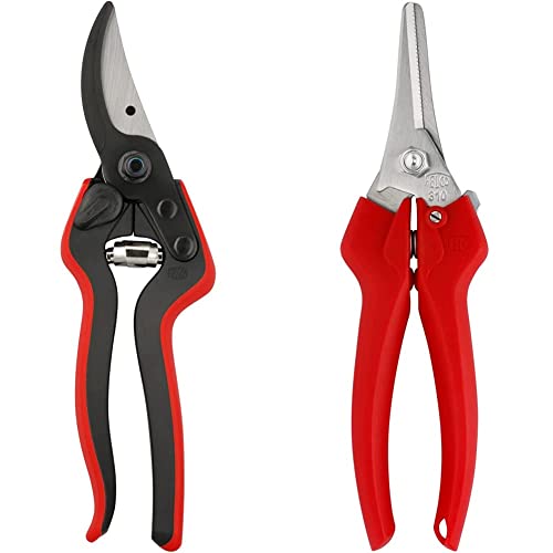 FELCO 160L Gartenschere & 310 Leseschere (Gartenschere für Blumen + Weinlese/Obsternte, Schnitt-ø 10 mm, Länge 185 mm, Griff ergonomisch) von FELCO