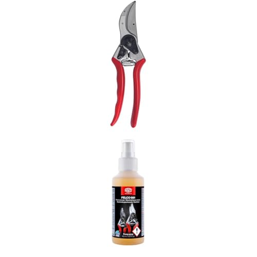 FELCO 2 Gartenschere mit Schutzhandschuhen FELCO 981 – Robustes Set für Reben-, Garten- und Baumschnitt mit hohem Komfort von FELCO