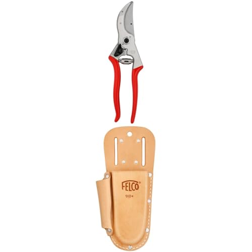 FELCO 4 Gartenschere mit Lederholster 910+ – Leistungsstarkes Set für dicke Äste im Garten, an Obstbäumen oder Rebstöcken von FELCO