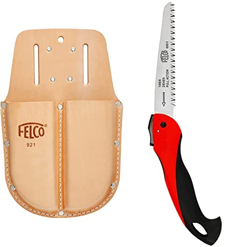 FELCO Doppel-Etui Nr. 921 (Maße 25x16 cm) FELCO 921 & 600 Säge (Sägeblatt 16 cm, Klappsäge Schnitt-ø 50 mm, Länge 350 mm, ziehender Schnitt, Astsäge klappbar), 26 x 16 x 12 cm von FELCO