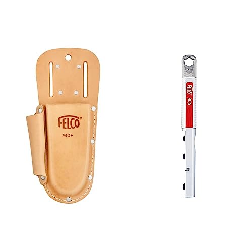 FELCO Etui Nr. 910+ (Holster aus Echtleder für Gartenschere + Schleifstein & Multifunktionswerkzeug (zum Schärfen von FELCO