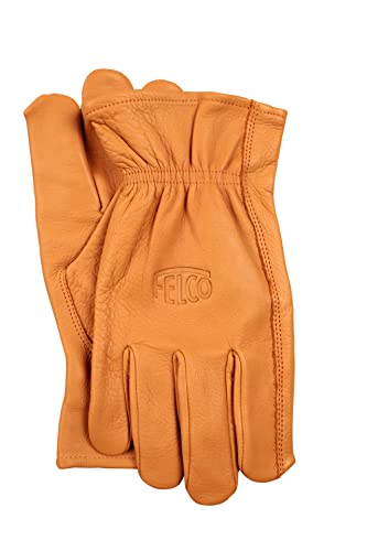 FELCO Handschuhe aus Echtleder 703L (Größe L, durchstoßfestes Rindsleder, Gartenhandschuhe für schwere Schnittarbeiten, naturfarben) FELCO 703L von FELCO
