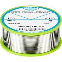 Felder Löttechnik - ISO-Core Clear SAC305 Lötzinn Spule Sn96,5Ag3Cu0,5 0.250 kg 1 mm von FELDER LÖTTECHNIK