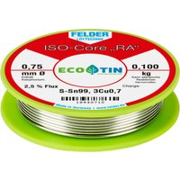 Felder Löttechnik - ISO-Core ra Sn99Cu1 Lötzinn, bleifrei Spule Sn99,3Cu0,7 0.100 kg 0.75 mm von FELDER LÖTTECHNIK