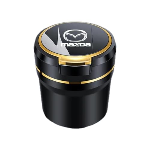 Auto Aschenbecher für Mazda CX-30 2019-2023,Mit Deckel Rauchfrei Selbstverlöschender Aschenbeche Autoteile,E/Gold1 von FELEA