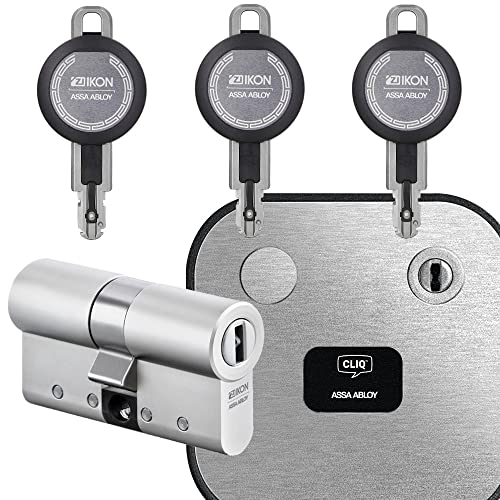 ASSA ABLOY CLIQ Go Starter-Set Professional mit einseitig elektronischem Doppelzylinder 35A/35I, 3 Professional Nutzerschlüssel, Programmiergerät, Sicherungskarte - Modulbauweise von FELGNER