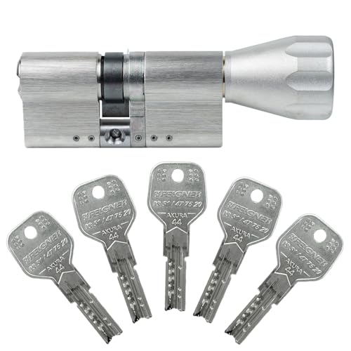 EVVA Akura 44 Knaufzylinder 27/30K inkl. 5 Schlüssel | modularer Türzylinder mit Kopierschutz Bohrschutz Ziehschutz Pickingschutz | Patentschutz bis 2037 | Sicherungskarte (Einzelschließung) von FELGNER