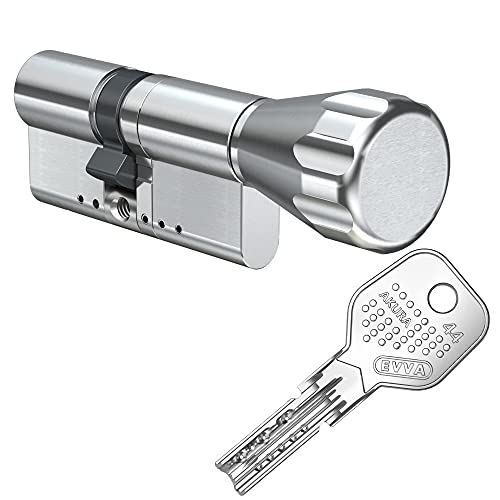 EVVA Akura 44 Knaufzylinder 27/40K inkl. 5 Schlüssel - Wendeschlüssel-Sicherheitszylinder - Sicherungskarte - Modulsystem - Patentschutz bis 2037 (Gleichschließung) von FELGNER