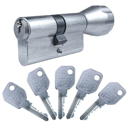 EVVA FPS Knaufzylinder 46/46K | hochwertiger Schließzylinder Profil-Zylinder mit Rund-Knauf | Bohrschutz | Marken-Qualität | Patentschutz bis 2041 | inkl. 5 Schlüssel und Sicherungskarte von FELGNER