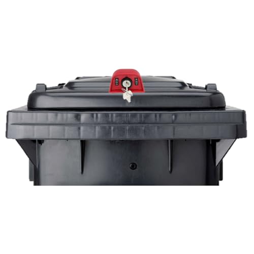 FELGNER - SUDHAUS Mülltonnenschloss 2330 | Verriegelung für Müllcontainer, Mülltonnen für 2 Rad-Behälter mit Standard Deckel und 120 und 240 Liter | Mülltonnenverschluss Schloss | mit Schlüssel von FELGNER